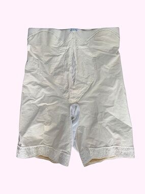 Vintage Playtex Girdle High Waisted Panty Intricate Blue Bow Shorts Sz L 29/30